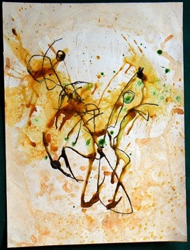 Painting titled "yellow green 03" by Yuri Zain Elvin, Original Artwork