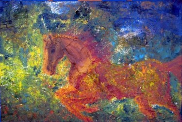 Pintura intitulada "cavalo de fogo" por Yuri.Maia, Obras de arte originais