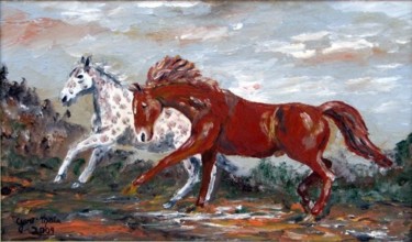 Pintura intitulada "cavalos selvagens" por Yuri.Maia, Obras de arte originais
