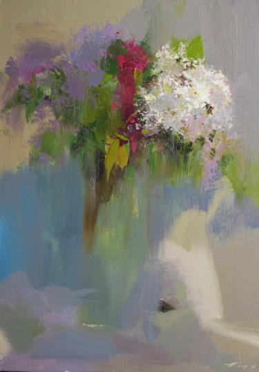Pittura intitolato "Floral painting "Sy…" da Yuri Pysar, Opera d'arte originale, Olio
