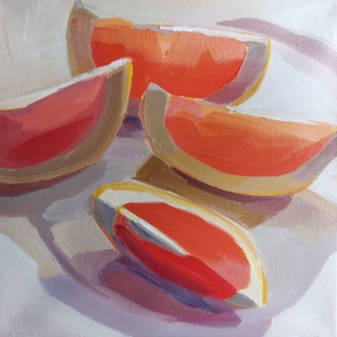 Peinture intitulée "Four Grapefruits Sl…" par Yuri Tayshete, Œuvre d'art originale, Huile