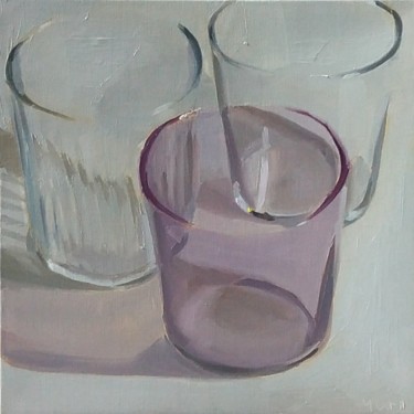 Schilderij getiteld "Two Clear Glasses a…" door Yuri Tayshete, Origineel Kunstwerk, Olie