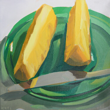 Pintura intitulada "Pineapple Slices on…" por Yuri Tayshete, Obras de arte originais, Óleo