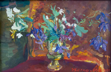 Malarstwo zatytułowany „bouquet” autorstwa Yuriy Karnaukhov (Gyuriykar8), Oryginalna praca, Olej Zamontowany na Drewniana ra…