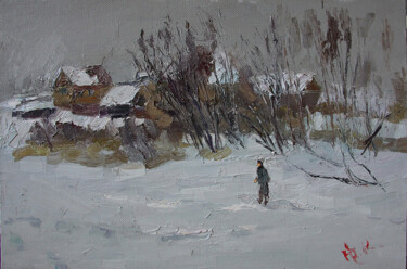 Картина под названием "Заснежило SNOWY" - Yuriy Karnaukhov (Gyuriykar8), Подлинное произведение искусства, Масло Установлен…