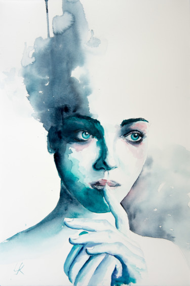 Malerei mit dem Titel "***MIA***" von Yuriy Kraft, Original-Kunstwerk, Aquarell