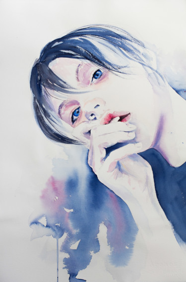 Malerei mit dem Titel "Paige" von Yuriy Kraft, Original-Kunstwerk, Aquarell