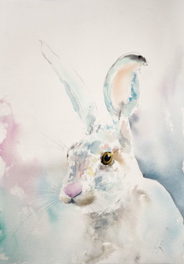 Malerei mit dem Titel "Osterhase" von Yuriy Kraft, Original-Kunstwerk, Aquarell