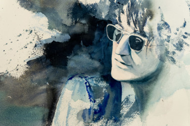 Pintura titulada "John Lennon" por Yuriy Kraft, Obra de arte original, Acuarela