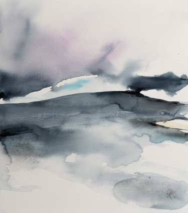 Painting titled "Abstract Landscape…" by Yuriy Kraft, Original Artwork, Watercolor