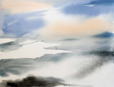 ***Ethereal landscape*** Pintura titulada "***Ethereal landsca…" por Yuriy Kraft, Obra de arte original, Acuarela