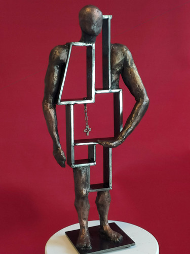 Skulptur mit dem Titel "***Many-Sided Man***" von Yuriy Kraft, Original-Kunstwerk, Metalle