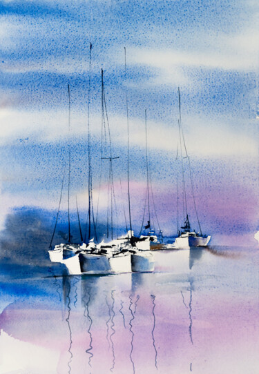 ***Sailing XIII*** Painting titled "***Sailing XIII***" by Yuriy Kraft, Original Art, Watercolor