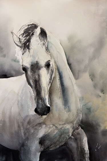 ***JUMPER*** Painting titled "***JUMPER***" by Yuriy Kraft, Original Art, Watercolor
