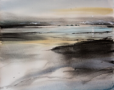 Malerei mit dem Titel "***Lonely dusk***" von Yuriy Kraft, Original-Kunstwerk, Aquarell