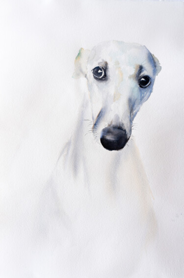 「***Greyhound I***」というタイトルの絵画 Yuriy Kraftによって, オリジナルのアートワーク, 水彩画