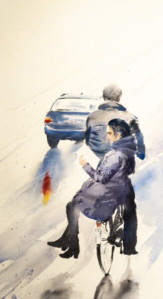 Painting titled "*** On The Road ***" by Yuriy Kraft, Original Artwork, Watercolor