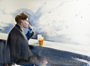 Malerei mit dem Titel "***On The Bar ***" von Yuriy Kraft, Original-Kunstwerk, Aquarell
