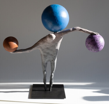 Sculptuur getiteld "***Three-Body Probl…" door Yuriy Kraft, Origineel Kunstwerk, Klei