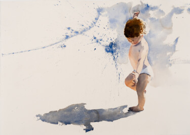Painting titled "***Play with the sh…" by Yuriy Kraft, Original Artwork, Watercolor