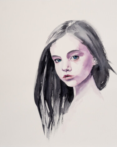 Malerei mit dem Titel "Anna" von Yuriy Kraft, Original-Kunstwerk, Aquarell