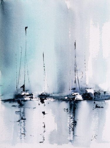 Malarstwo zatytułowany „Sailing VI” autorstwa Yuriy Kraft, Oryginalna praca, Akwarela