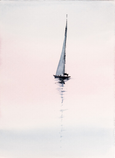 Painting titled "***Sailing XXI***" by Yuriy Kraft, Original Artwork, Watercolor