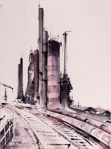 绘画 标题为“***Industrial lands…” 由Yuriy Kraft, 原创艺术品, 水彩