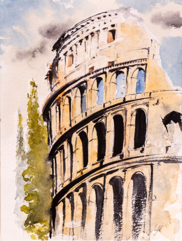 Картина под названием "***Colosseum, Rom***" - Yuriy Kraft, Подлинное произведение искусства, Акварель