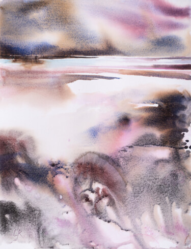 Malerei mit dem Titel "***Abstract Landsca…" von Yuriy Kraft, Original-Kunstwerk, Aquarell