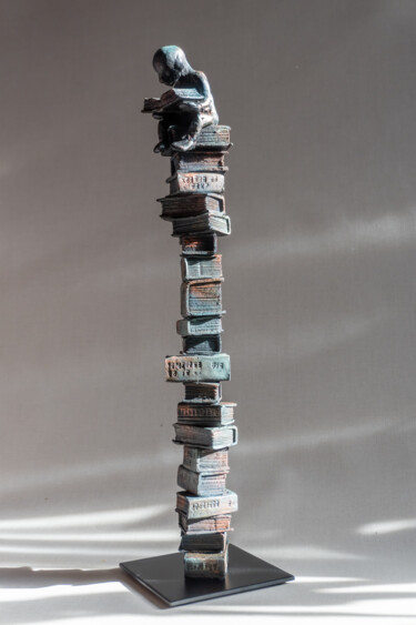 Sculpture titled "***Bookworm IV***" by Yuriy Kraft, Original Artwork, Clay