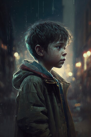 Painting titled ""City dreams"" by Yuriy Kraft, Original Artwork, AI generated image Mounted on Plexiglass