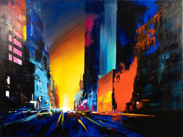 Painting titled ""Urban Rhapsody"" by Yuriy Kraft, Original Artwork, Acrylic Mounted on Wood Stretcher frame