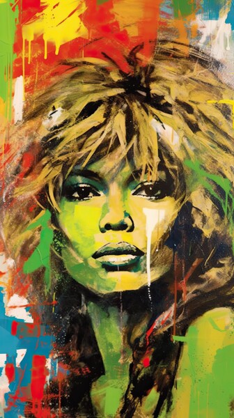 Artes digitais intitulada ""Tina Turner: Energ…" por Yuriy Kraft, Obras de arte originais, Imagem gerada por IA