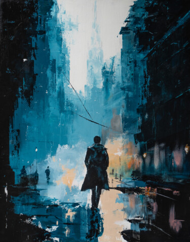 Pintura titulada ""Lost in Metropolis"" por Yuriy Kraft, Obra de arte original, Acrílico