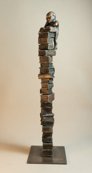 Sculpture titled ""Bookworm X"" by Yuriy Kraft, Original Artwork, Bronze