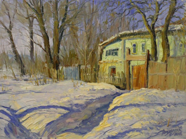 Painting titled "March" by Yuriy Demiyanov, Original Artwork, Oil Mounted on Wood Stretcher frame