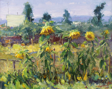 Peinture intitulée "Sunflowers" par Yuriy Demiyanov, Œuvre d'art originale, Huile Monté sur Châssis en bois