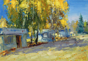Картина под названием "Warm autumn" - Yuriy Demiyanov, Подлинное произведение искусства, Масло Установлен на Деревянная рама…
