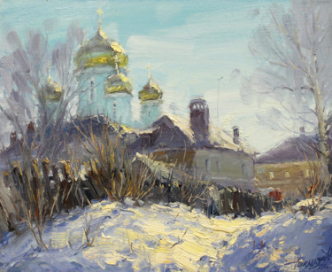 Painting titled "Sunny day" by Yuriy Demiyanov, Original Artwork, Oil Mounted on Wood Stretcher frame