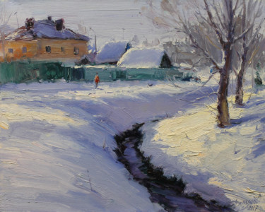 Painting titled "Snowdrift" by Yuriy Demiyanov, Original Artwork, Oil