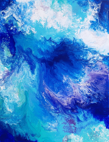 Painting titled "Heart of the Ocean…" by Alexandra Dobreikin, Original Artwork, Acrylic Mounted on Wood Stretcher frame