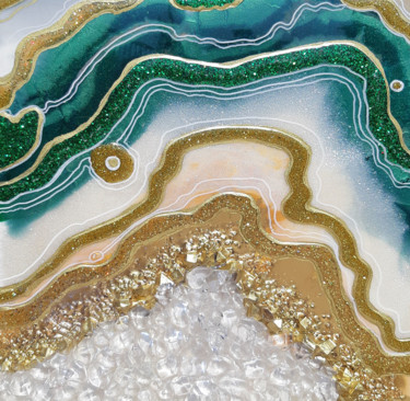 Pittura intitolato "Malachite geode 3D…" da Alexandra Dobreikin, Opera d'arte originale, Resina