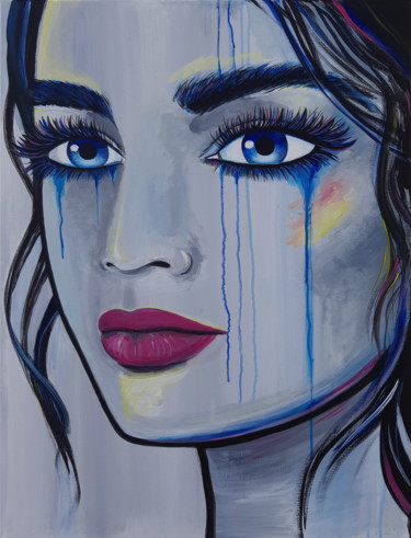 Картина под названием "Blue Splashes origi…" - Alexandra Dobreikin, Подлинное произведение искусства, Акрил Установлен на Де…