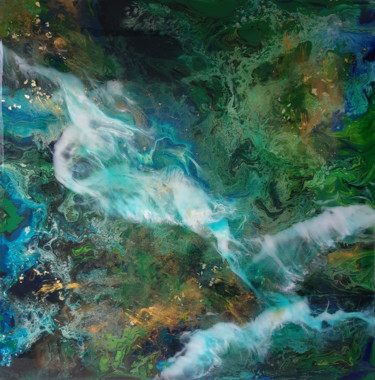 Painting titled "Unfamiliar planet.…" by Alexandra Dobreikin, Original Artwork, Resin Mounted on Wood Panel