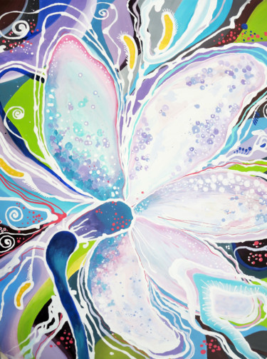 Painting titled ""Heart of life"flor…" by Alexandra Dobreikin, Original Artwork, Acrylic Mounted on Wood Stretcher frame