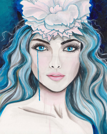 Peinture intitulée ""Lady in blue" acry…" par Alexandra Dobreikin, Œuvre d'art originale, Acrylique