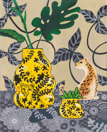 Pintura intitulada ""Leopard" Maximalis…" por Alexandra Dobreikin, Obras de arte originais, Acrílico Montado em Armação em m…