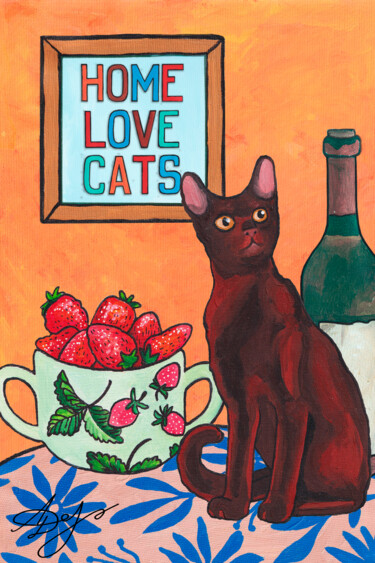 Цифровое искусство под названием "Burmese Cat with a…" - Alexandra Dobreikin, Подлинное произведение искусства, 2D Цифровая…