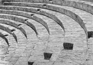 Amphitheatre. Cyprus. Malarstwo zatytułowany „Amphitheatre. Cypru…” autorstwa Yury Peshkov, Oryginalna praca, Pigmenty
